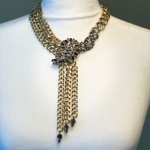 BCBG Baroque Gold and Charcoal Crystal Necklace